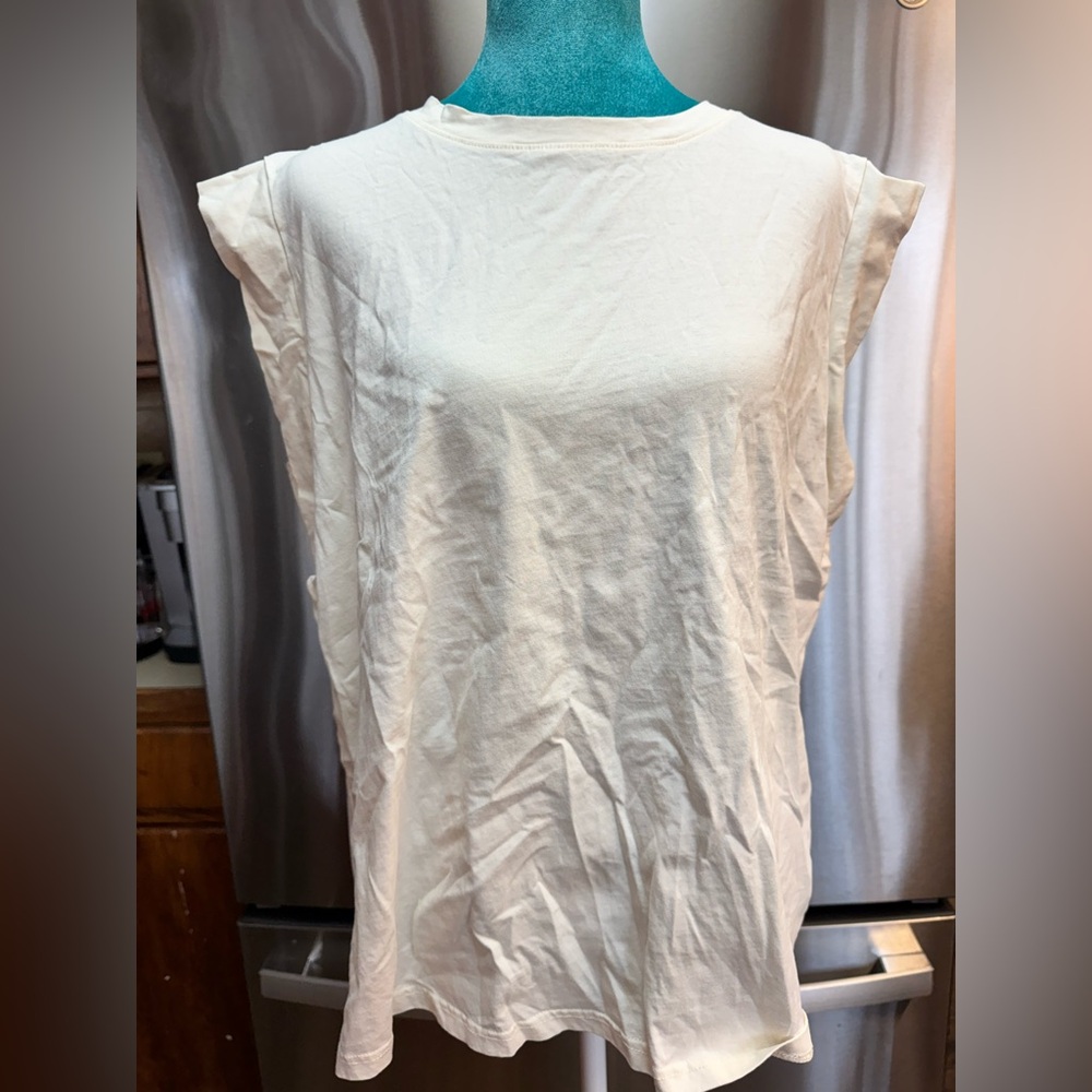 Women's Cream Sleeveless Muscle Tee